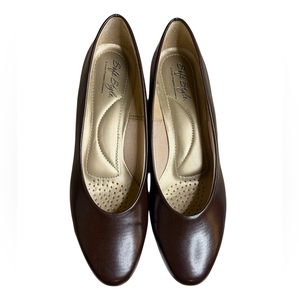 Hush Puppies Brown Leather Slip-On Women's short heels - Picture 6 of 10